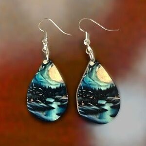⭐️ 5 for $25 Bohemian Wood Abstract Teardrop Hoop Fashion Earrings